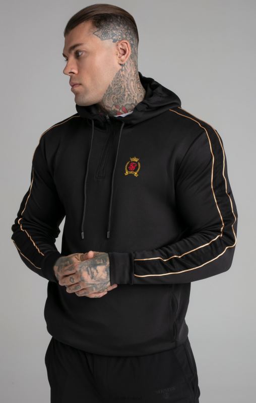 SikSilk Men Black Quarter Zip Hoodie XTFJ413 Apparel