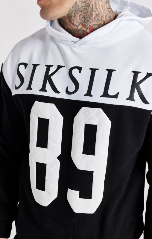 SikSilk Men Black Retro 89 Print Oversized Hoodie XTFJ457 Apparel