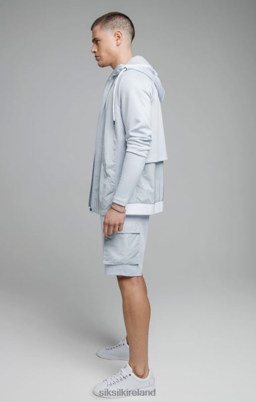 SikSilk Men Blue Adapt Crushed Nylon Zip Through Hoodie XTFJ455 Apparel