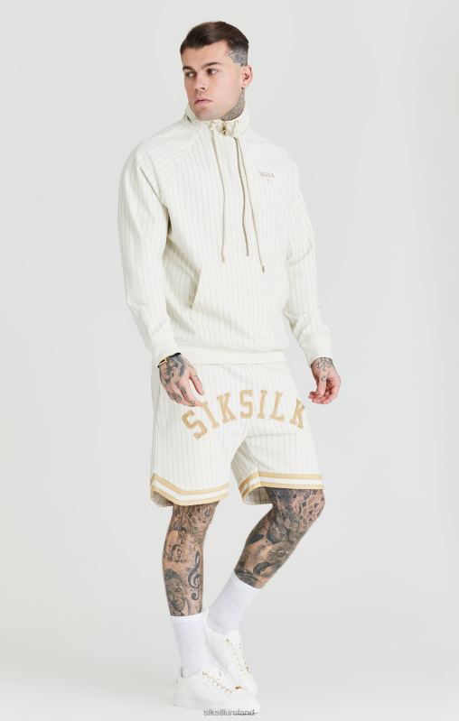 SikSilk Men Ecru Retro Half Zip Funnel Track Top XTFJ438 Apparel