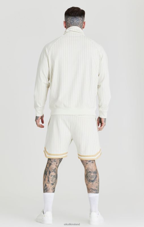 SikSilk Men Ecru Retro Half Zip Funnel Track Top XTFJ438 Apparel