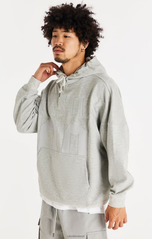 SikSilk Men Elite Textured 89 Hoodie - Grey Marl XTFJ417 Apparel