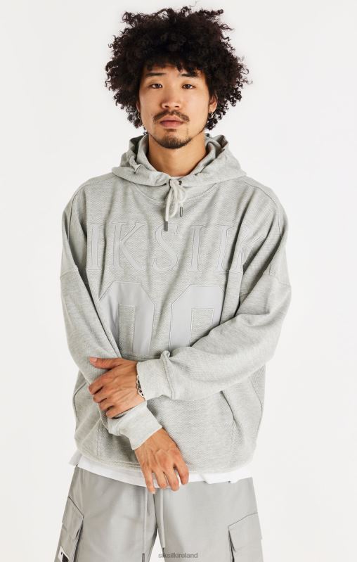 SikSilk Men Elite Textured 89 Hoodie - Grey Marl XTFJ417 Apparel