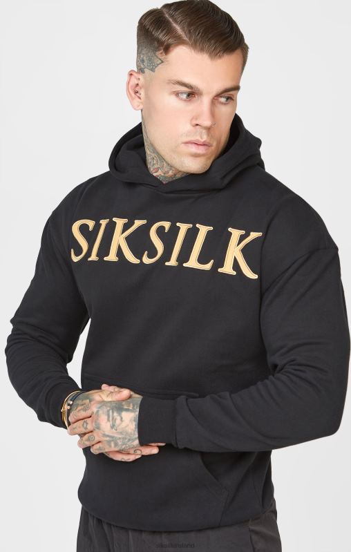 SikSilk Men Gold Applique Hoodie XTFJ436 Apparel