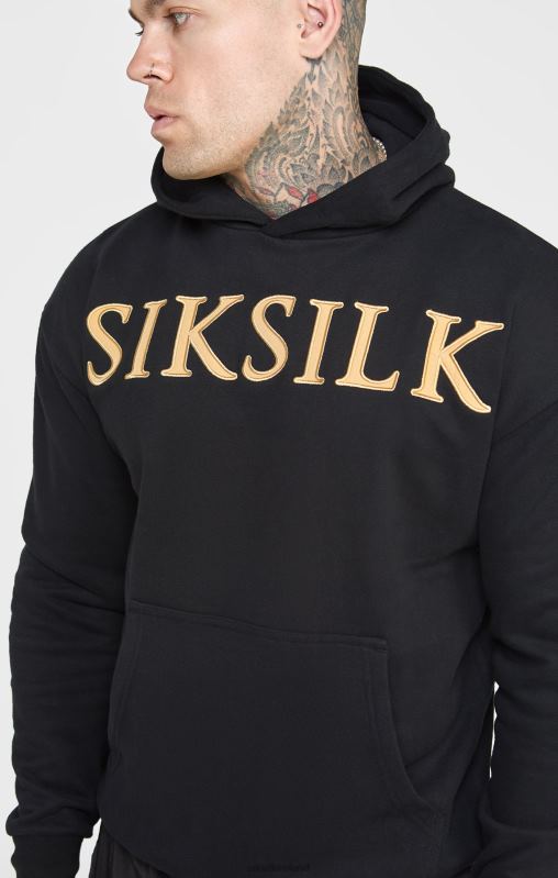 SikSilk Men Gold Applique Hoodie XTFJ436 Apparel