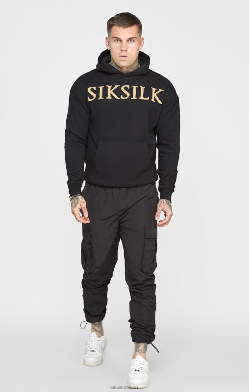 SikSilk Men Gold Applique Hoodie XTFJ436 Apparel