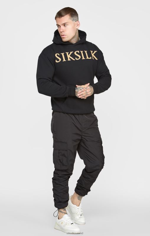 SikSilk Men Gold Applique Hoodie XTFJ436 Apparel