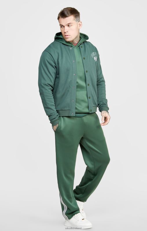 SikSilk Men Green Relaxed Varsity Bomber XTFJ429 Apparel