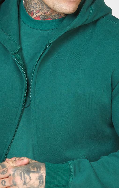 SikSilk Men Green Zip Through Hoodie XTFJ418 Apparel