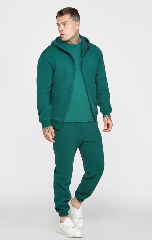 SikSilk Men Green Zip Through Hoodie XTFJ418 Apparel