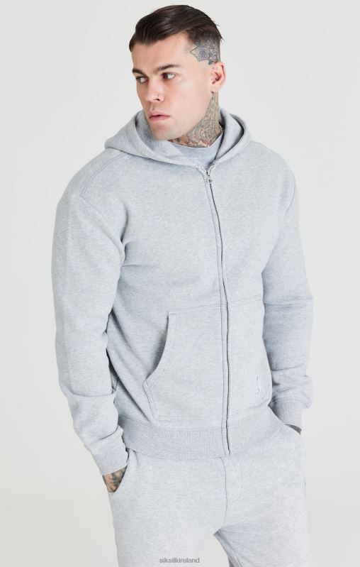 SikSilk Men Grey Foundation Zip Through Hoodie XTFJ439 Apparel