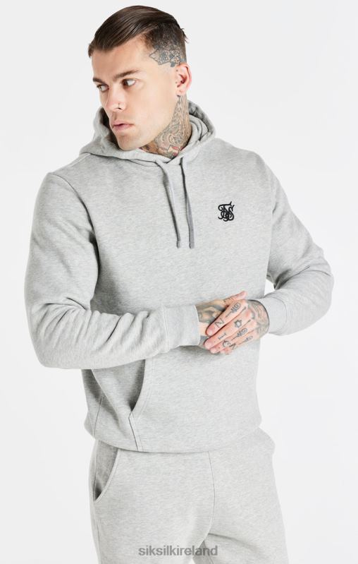 SikSilk Men Grey Marl Essential Overhead Hoodie XTFJ432 Apparel