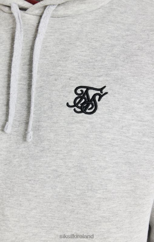 SikSilk Men Grey Marl Essential Overhead Hoodie XTFJ432 Apparel