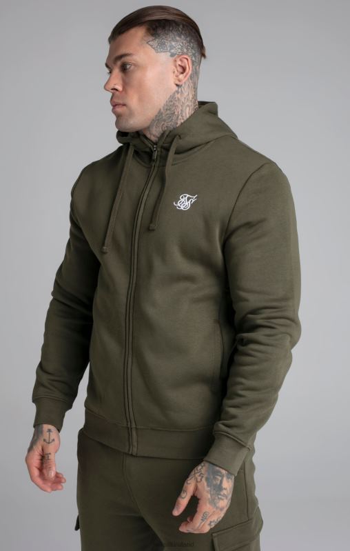 SikSilk Men Khaki Essential Zip Through Funnel Hoodie XTFJ423 Apparel