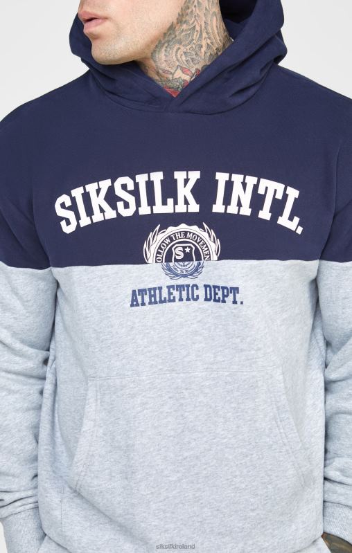 SikSilk Men Navy Cut And Sew Oversized Hoodie XTFJ442 Apparel