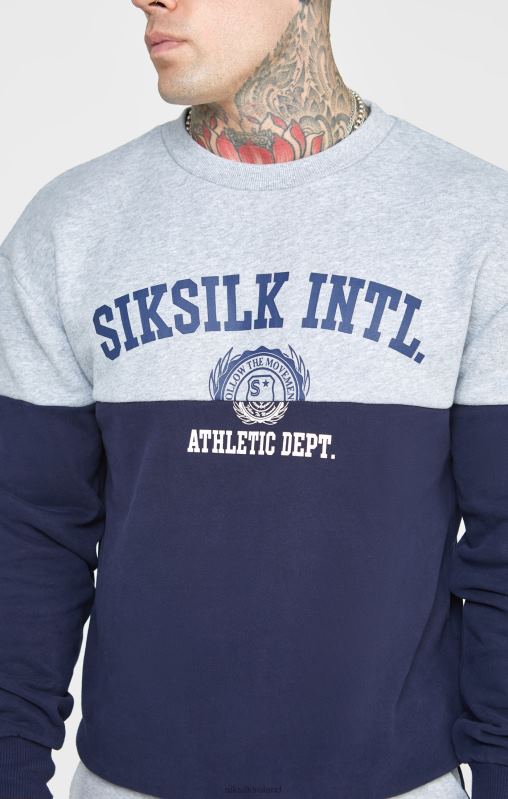 SikSilk Men Navy Cut And Sew Oversized Sweat XTFJ437 Apparel