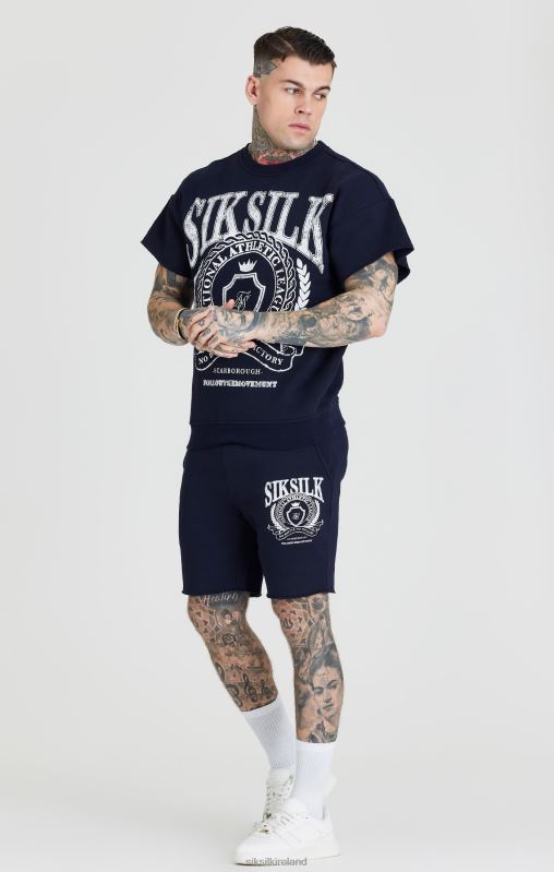SikSilk Men Navy Varsity Sweatshirt XTFJ445 Apparel