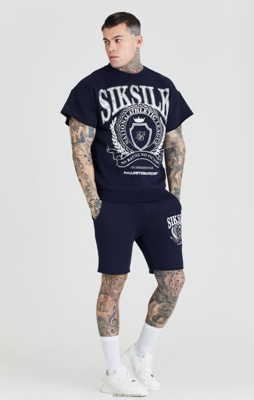 SikSilk Men Navy Varsity Sweatshirt XTFJ445 Apparel