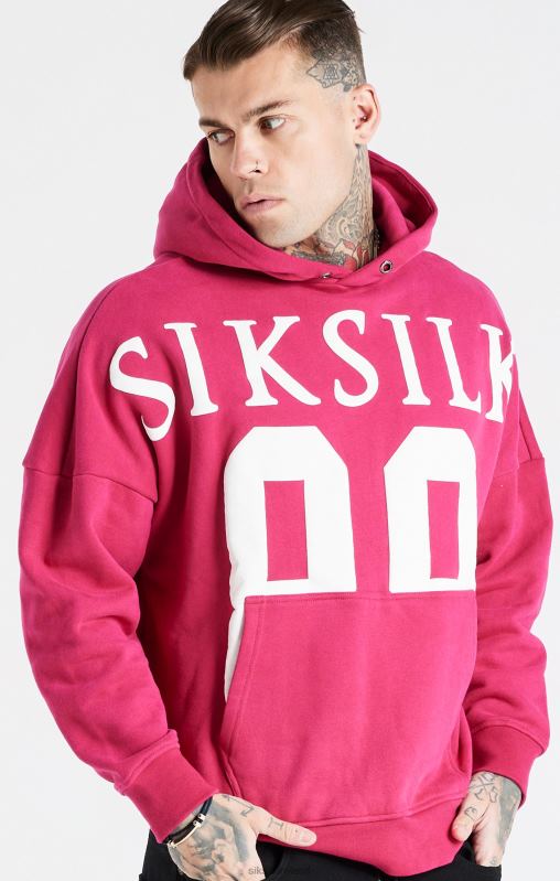 SikSilk Men Pink Relaxed Fit Overhead Hoodie XTFJ459 Apparel
