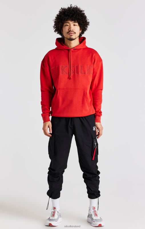 SikSilk Men Red Applique Hoodie XTFJ424 Apparel