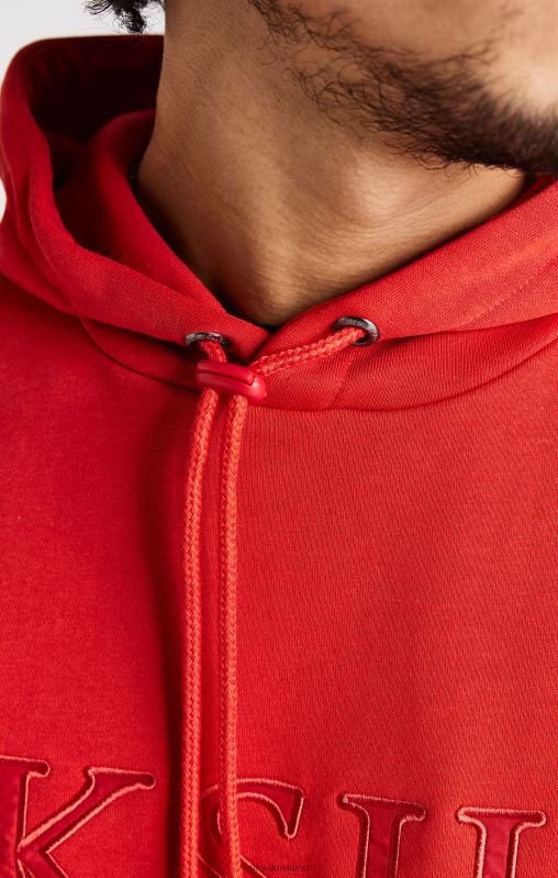 SikSilk Men Red Applique Hoodie XTFJ424 Apparel