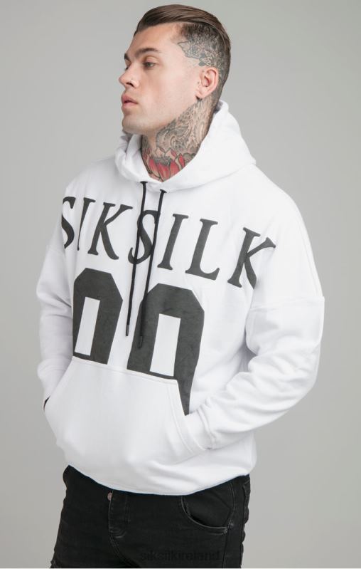 SikSilk Men White Drop Shoulder Relaxed Fit Hoodie XTFJ460 Apparel