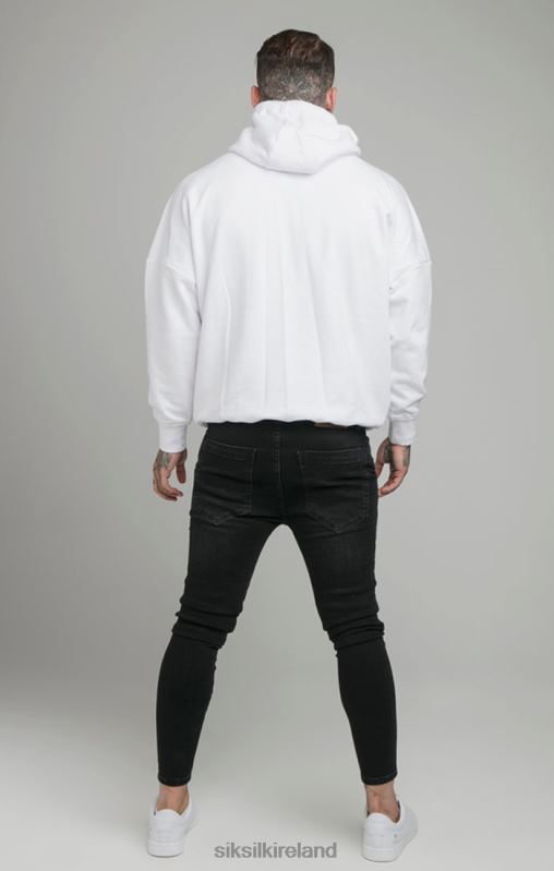 SikSilk Men White Drop Shoulder Relaxed Fit Hoodie XTFJ460 Apparel