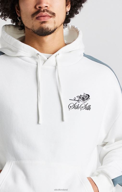 SikSilk Men White Rose Oversized Hoodie XTFJ433 Apparel