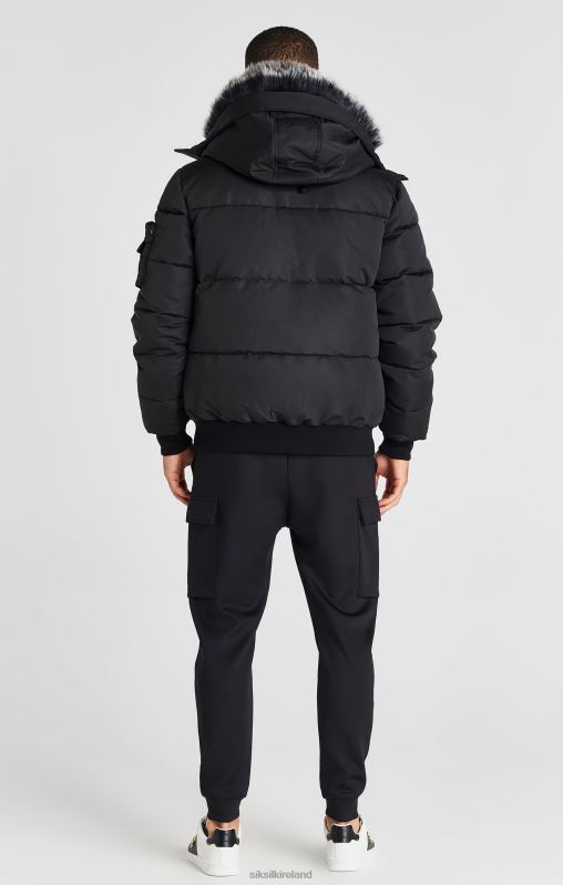 SikSilk Men Black Bomber Jacket XTFJ483 Apparel