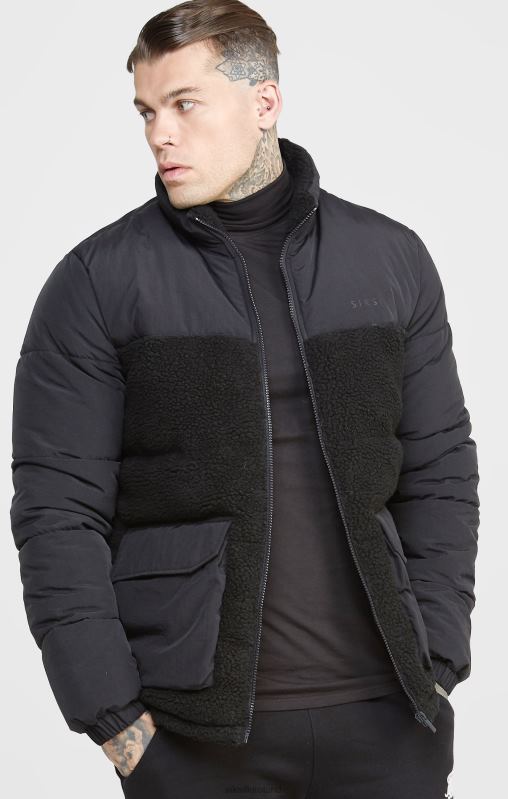 SikSilk Men Black Bubble Jacket XTFJ494 Apparel