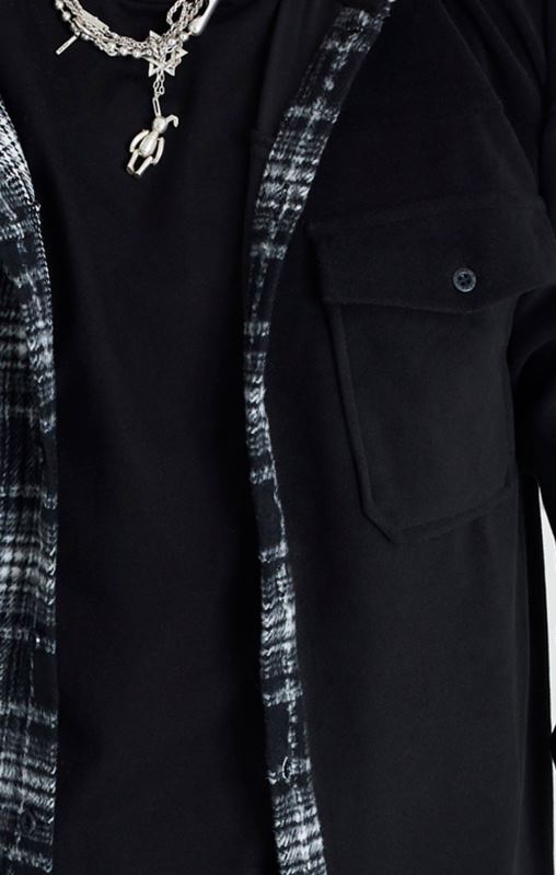 SikSilk Men Black Contrast Hooded Shirt XTFJ490 Apparel