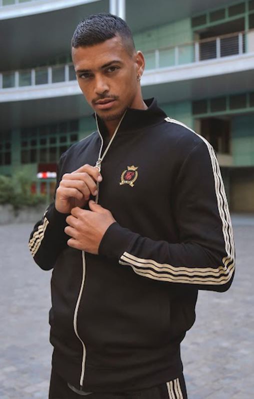 SikSilk Men Black Crest Funnel Neck Track Jacket XTFJ476 Apparel