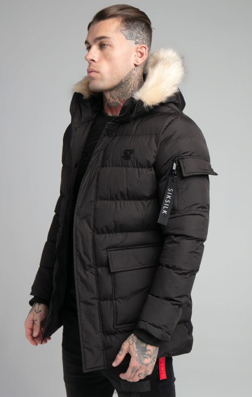 SikSilk Men Black Expedition Parka XTFJ493 Apparel