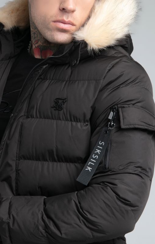 SikSilk Men Black Expedition Parka XTFJ493 Apparel