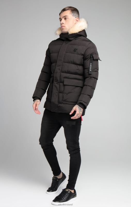 SikSilk Men Black Expedition Parka XTFJ493 Apparel