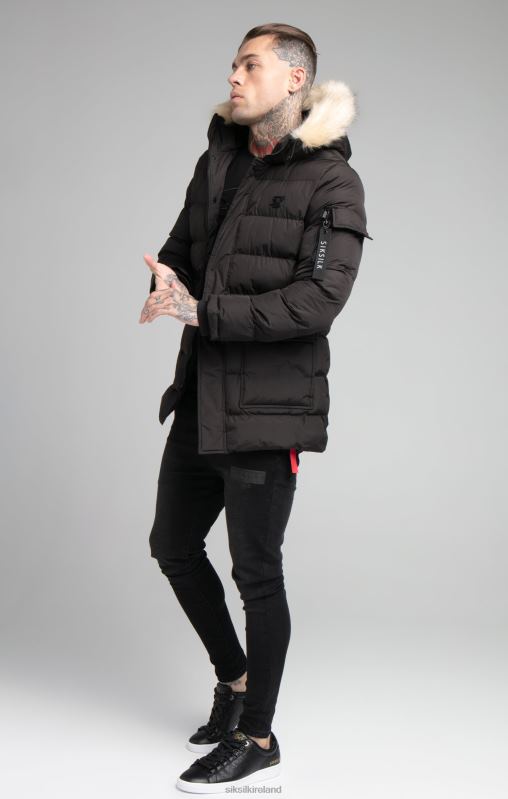 SikSilk Men Black Expedition Parka XTFJ493 Apparel