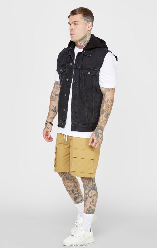 SikSilk Men Black Hooded Gilet XTFJ472 Apparel