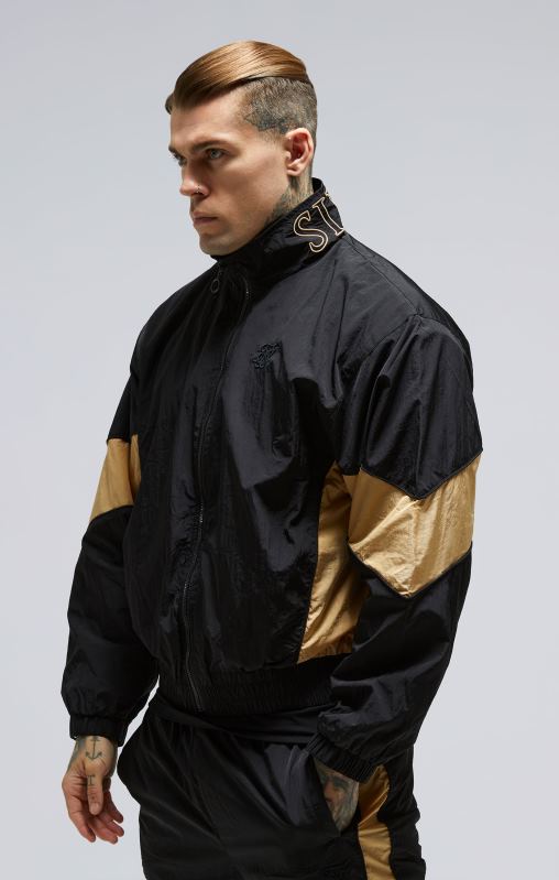 SikSilk Men Black Panelled Bomber Jacket XTFJ468 Apparel