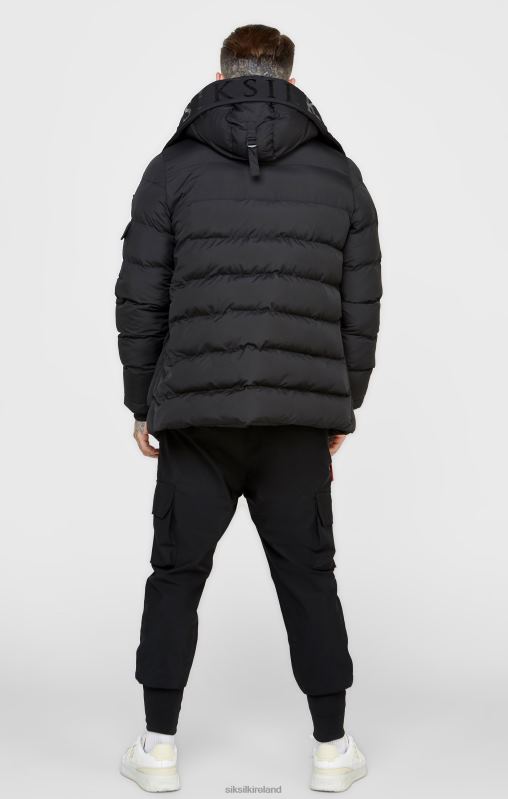 SikSilk Men Black Parka Coat XTFJ480 Apparel