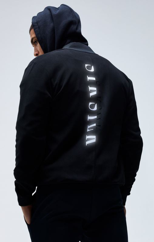 SikSilk Men Black Reflective Bomber Jacket XTFJ475 Apparel