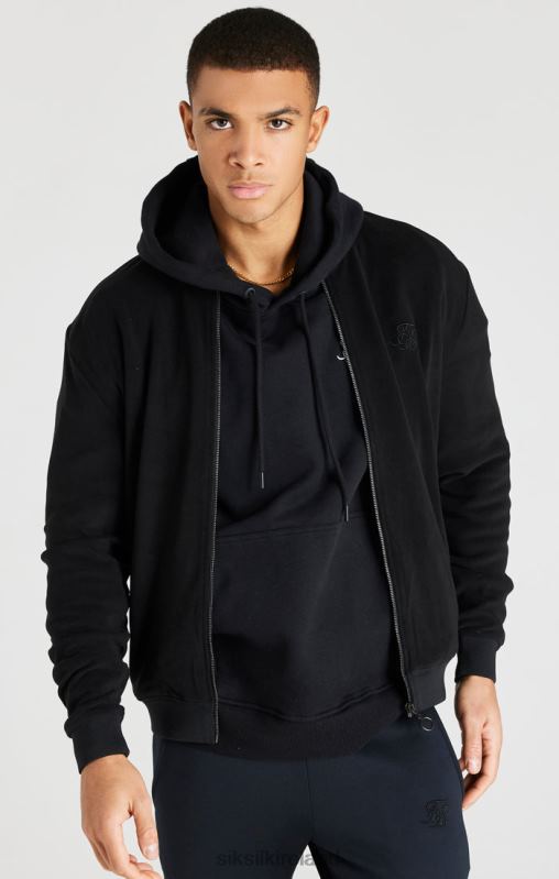 SikSilk Men Black Reflective Bomber Jacket XTFJ475 Apparel