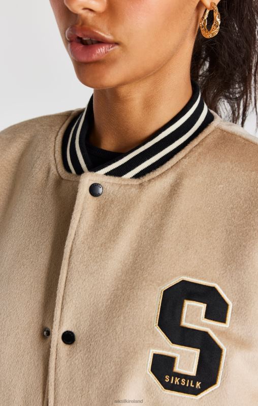 SikSilk Men Ecru Anniversary Varsity Jacket XTFJ486 Apparel