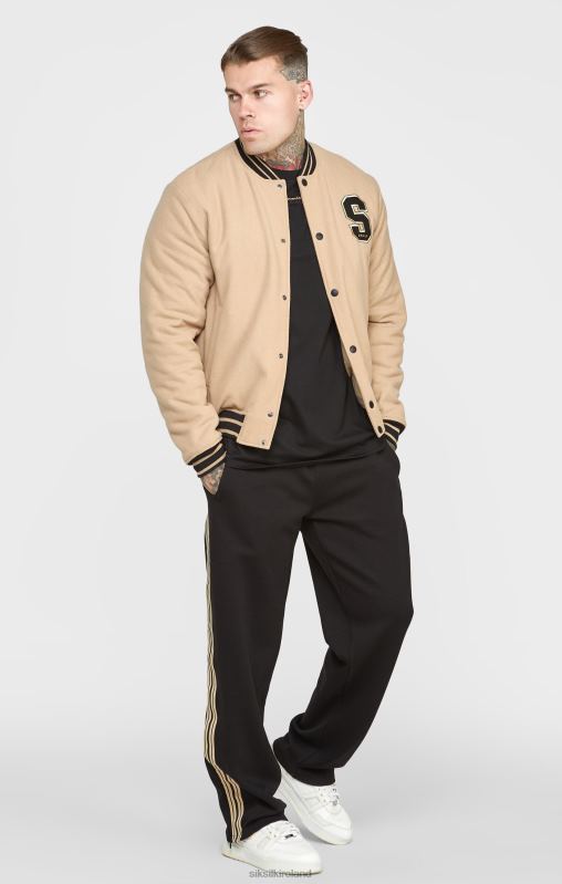 SikSilk Men Ecru Anniversary Varsity Jacket XTFJ486 Apparel