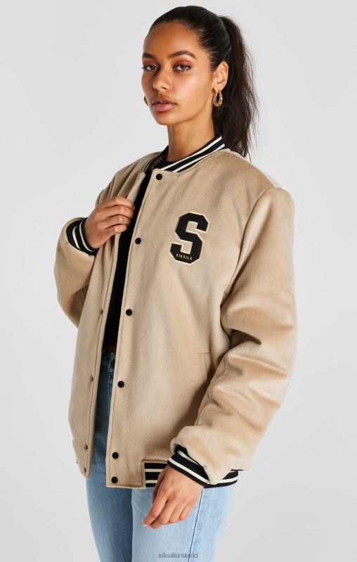 SikSilk Men Ecru Anniversary Varsity Jacket XTFJ486 Apparel