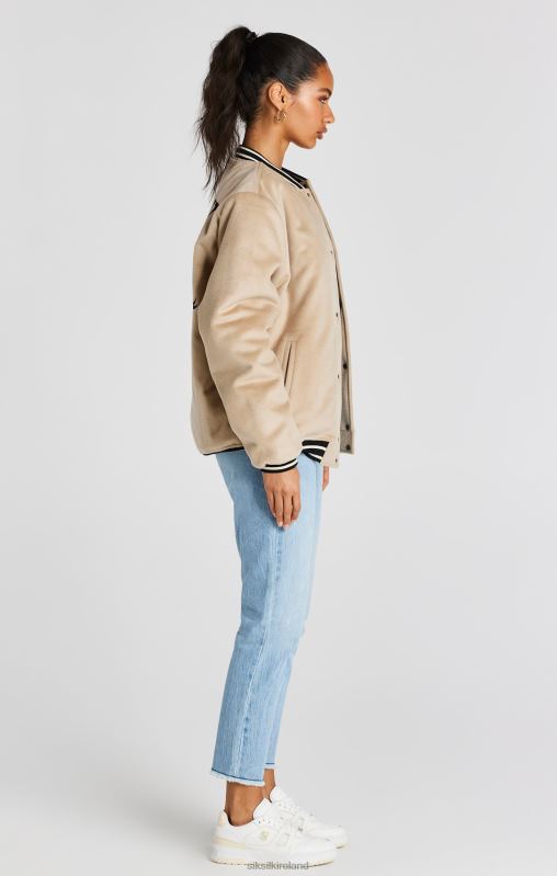 SikSilk Men Ecru Anniversary Varsity Jacket XTFJ486 Apparel