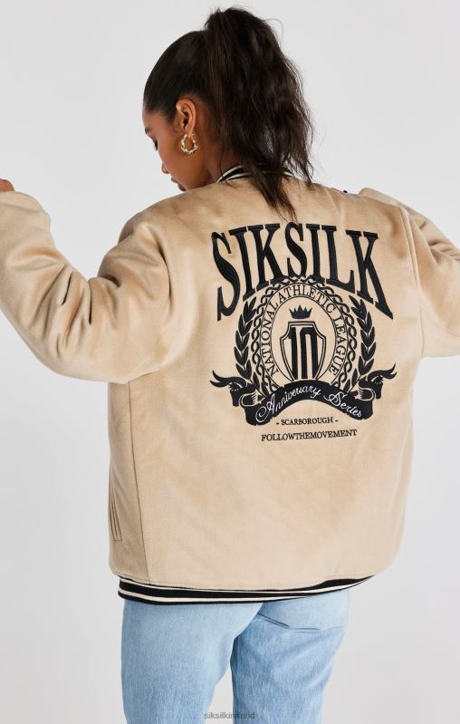 SikSilk Men Ecru Anniversary Varsity Jacket XTFJ486 Apparel