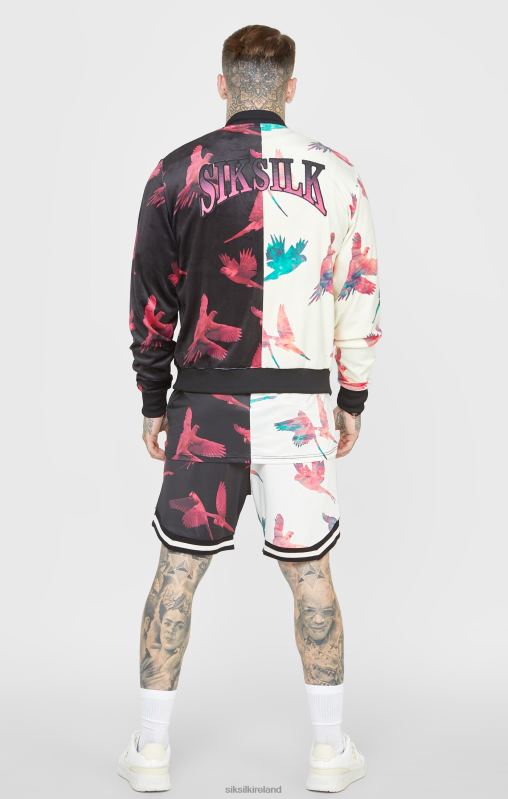 SikSilk Men Ecru Print Bomber Jacket XTFJ469 Apparel
