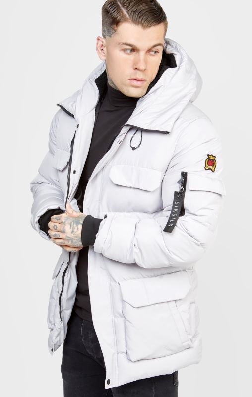SikSilk Men Grey Parka Jacket XTFJ487 Apparel