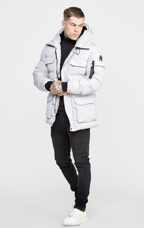 SikSilk Men Grey Parka Jacket XTFJ487 Apparel
