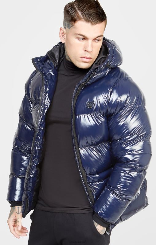 SikSilk Men Navy Gloss Puffer Jacket XTFJ501 Apparel